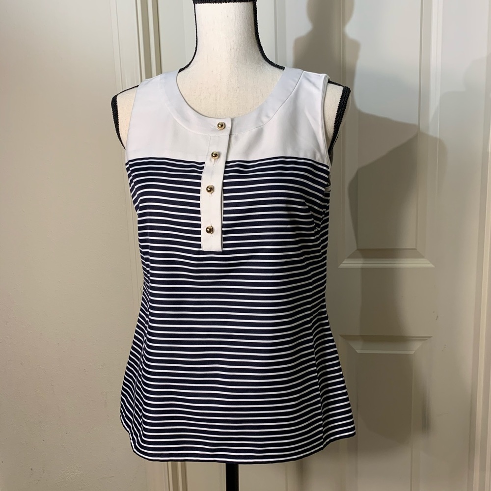 Banana Republic Sleeveless Top Navy Blue & Cream S